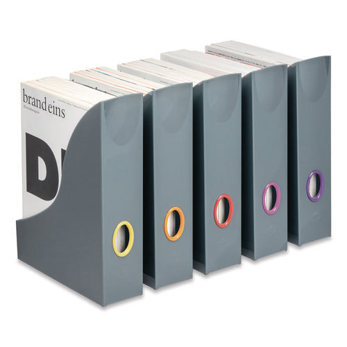 Image of Durable® VARICOLOR Plastic Magazine Racks, 2.88w x 9.5d x 12h, Gray/Multicolor, 5/Pack