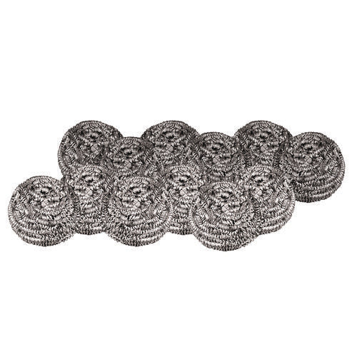 Image of Boardwalk® Stainless Steel Scrubber, Medium Size, Steel Gray, 72/carton