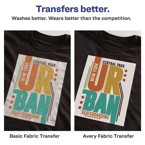 Image of Avery® Fabric Transfers for Dark-Colored Fabrics, 8.5 x 11, White, 5/Pack
