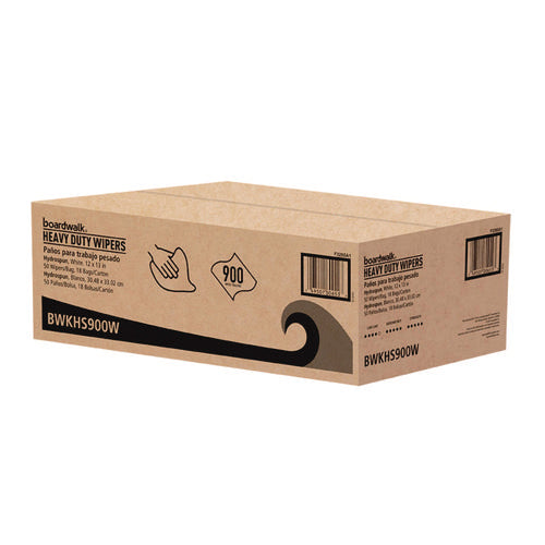 Image of Boardwalk® Hydrospun Wipers, 1-Ply, 12 x 13, White, 50/Bag, 18 Bags/Carton