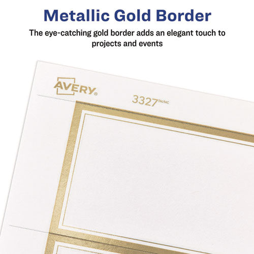 Image of Avery® Invitation Cards with Metallic Border, Inkjet/Laser, 80 lb, 5 x 7, Matte White, 2 Cards/Sheet, 15 Sheets/Pack