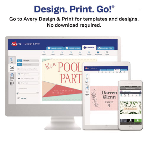 Image of Avery® Invitation Cards with Metallic Border, Inkjet/Laser, 80 lb, 5 x 7, Matte White, 2 Cards/Sheet, 15 Sheets/Pack