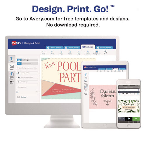 Image of Avery® Medium Embossed Tent Cards, White, 8.5 x 2.5, 2 Cards/Sheet, 50 Sheets/Box