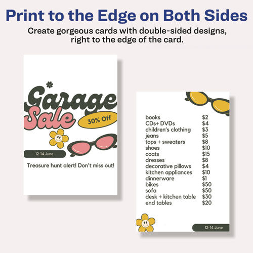Image of Avery® Printable Postcards, Inkjet, 80 lb, 4 x 6, Matte White, 100 Cards, 2 Cards/Sheet, 50 Sheets/Box