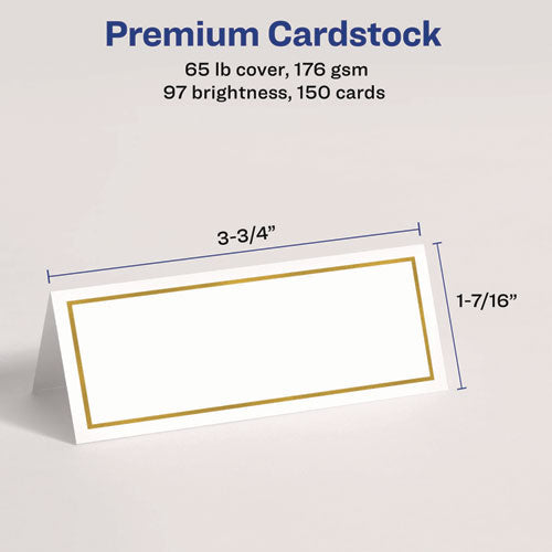 Image of Avery® Tent Cards, White/Gold, 3.75" x 1.44", 6 Cards/Sheet, 25 Sheets/Pack