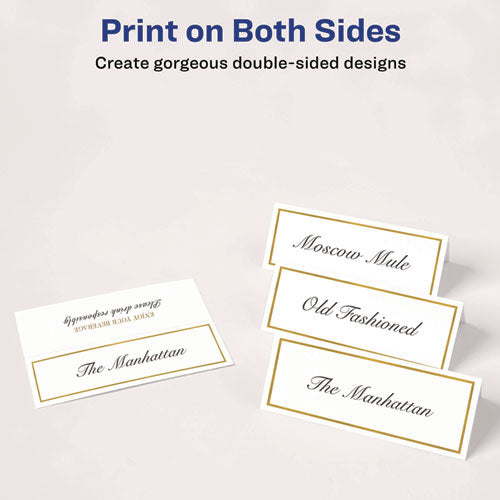 Image of Avery® Tent Cards, White/Gold, 3.75" x 1.44", 6 Cards/Sheet, 25 Sheets/Pack