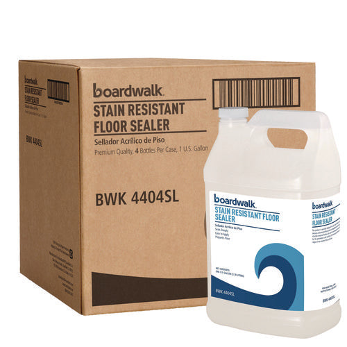 Image of Boardwalk® Stain Resistant Floor Sealer, Unscented, 1 gal Bottle, 4/Carton