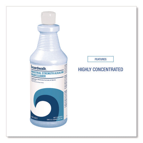 Image of Boardwalk® Industrial Strength Alkaline Drain Cleaner and Clog Remover, 32 oz Bottle