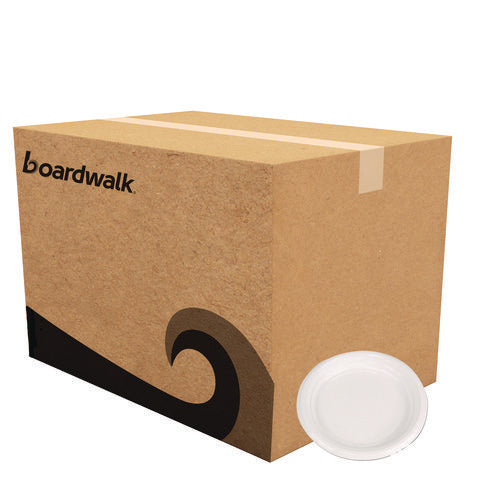 Image of Boardwalk® Hi-Impact Plastic Dinnerware, Plate, 6" Dia, White, 1,000/carton