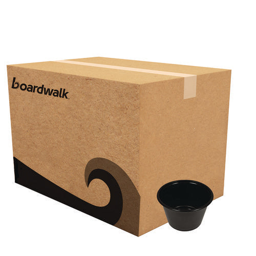 Image of Boardwalk® Souffle/Portion Cups, 4 oz, Plastic, Black, 2,500/Carton