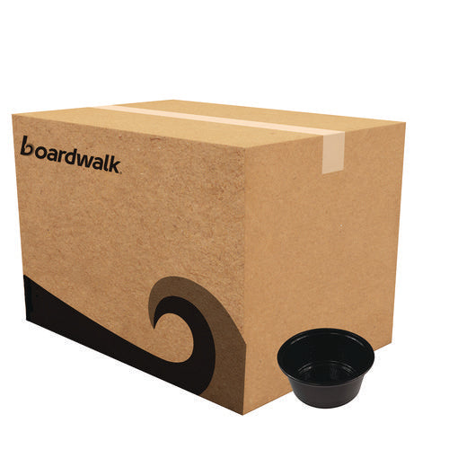 Image of Boardwalk® Souffle/Portion Cups, 3.25 oz, Plastic, Black, 2,500/Carton