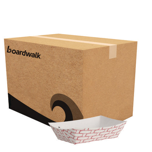 Image of Boardwalk® Paper Food Baskets, 0.25 lb Capacity, 2.69 x 4 x 1.05, Red/White, 1,000/Carton