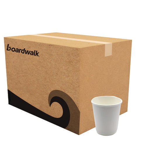 Image of Boardwalk® Paper Hot Cups, Double-Walled, 8 oz, White, 500/Carton