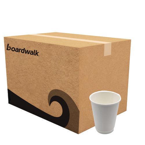 Image of Boardwalk® Paper Hot Cups, Double-Walled, 12 oz, White, 500/Carton