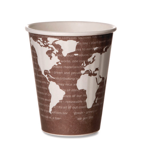 Image of Eco-Products® World Art Renewable and Compostable Insulated Hot Cups, 8 oz, Paper, Brown/White, 40/Pack, 20 Packs/Carton