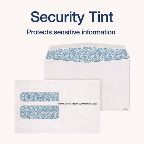 Image of Adams® W-2 Gummed Seal Double-Window Envelopes, Commercial Flap, Gummed Closure, 5.63 x 9, White, 24/Pack