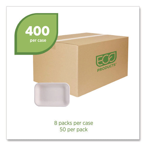 Image of Eco-Products® WorldView Vanguard Rectangular Container, 12 oz, 7 x 4.75 x 1, Sugarcane Fiber, White, 400/Carton