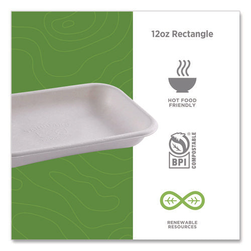 Image of Eco-Products® WorldView Vanguard Rectangular Container, 12 oz, 7 x 4.75 x 1, Sugarcane Fiber, White, 400/Carton