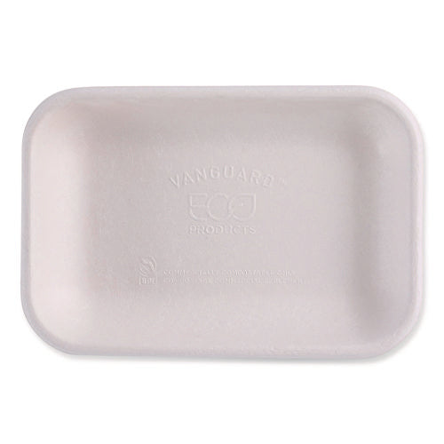 Image of Eco-Products® WorldView Vanguard Rectangular Container, 12 oz, 7 x 4.75 x 1, Sugarcane Fiber, White, 400/Carton