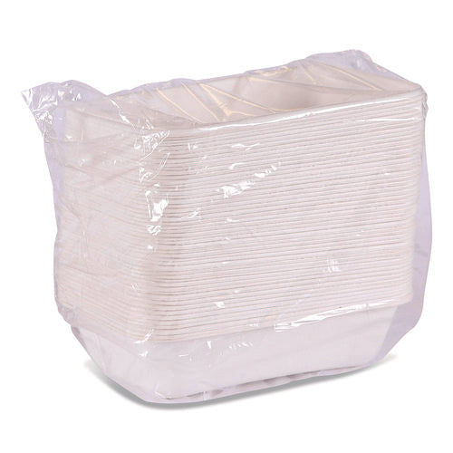 Image of Eco-Products® WorldView Vanguard Rectangular Container, 32 oz, 4.71 x 7.01 x 1.04, White, Sugarcane Fiber, 400/Carton