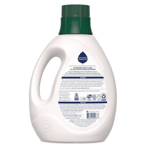 Image of Seventh Generation® Natural Liquid Laundry Detergent, Sensitive Skin Free and Clear, 90 oz Bottle, 4/Carton