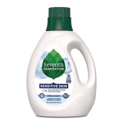Image of Seventh Generation® Natural Liquid Laundry Detergent, Sensitive Skin Free and Clear, 90 oz Bottle, 4/Carton
