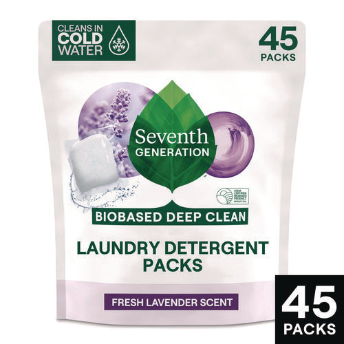 Image of Seventh Generation® Natural Laundry Detergent Packs, Powder, Lavender Scent, 45 Packets/Pack, 8/Carton