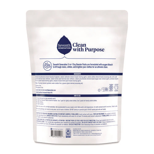 Image of Seventh Generation® Power+ 3-in-1 Oxy Booster Packs, Fragrance Free, 17.6 oz, 25 Tabs/Pack, 6 Packs/Carton