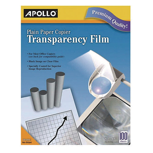 Image of Apollo® Plain Paper Transparency Film, 8.5 X 11, Black On Clear, 100/box