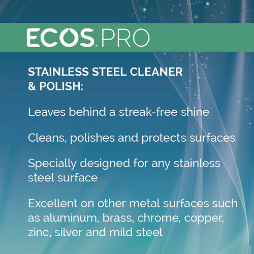 Image of ECOS® PRO Stainless Steel Cleaner and Polish, Free and Clear Scent, 32 oz Spray Bottle, 6/Carton