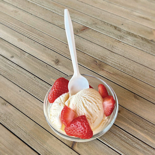 Image of Boardwalk® Mediumweight Polypropylene Cutlery, Spoon, 5.31", Plastic, White, 1,000/Carton