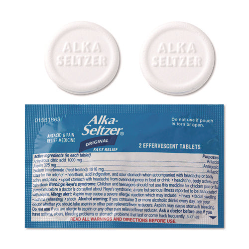 Image of Alka-Seltzer® Buffered Aspirin (NSAID) Tablets, 2/Pack, 30 Packs/Box
