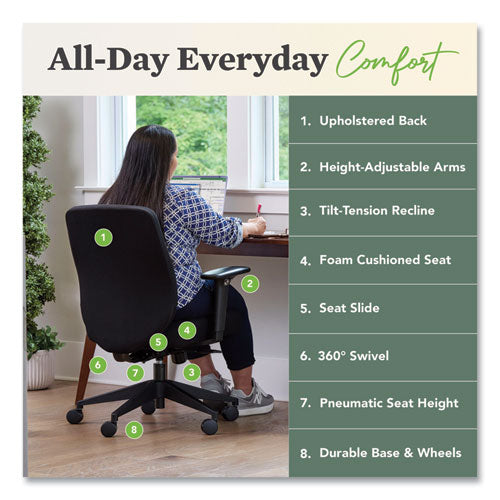 Image of HON® Altern Upholstered Low-Back Task Chair, 16.5 to 19.56 Seat Height, Black Seat, Black Back, Black Base