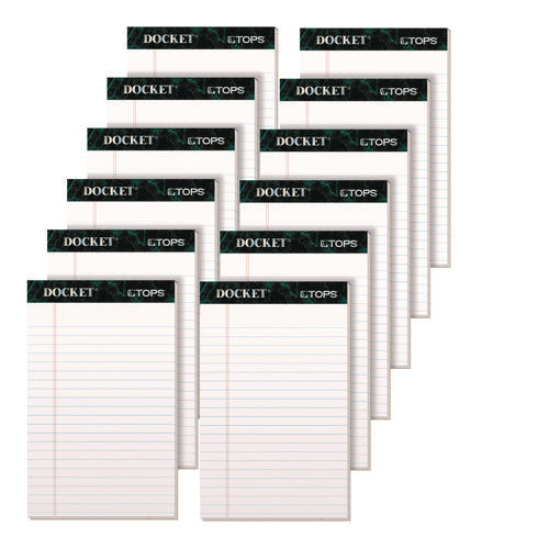 Image of TOPS Docket Ruled Perforated Pads, Narrow Rule, 50 White 5 X 8 Sheets, 12/pack