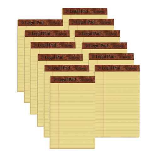 Image of TOPS The Legal Pad Ruled Perforated Pads, Narrow Rule, 50 Canary-Yellow 5 X 8 Sheets, Dozen