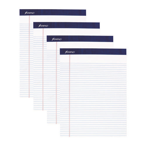 Image of Ampad® Legal Ruled Pads, Narrow Rule, 50 White 8.5 X 11.75 Sheets, 4/pack