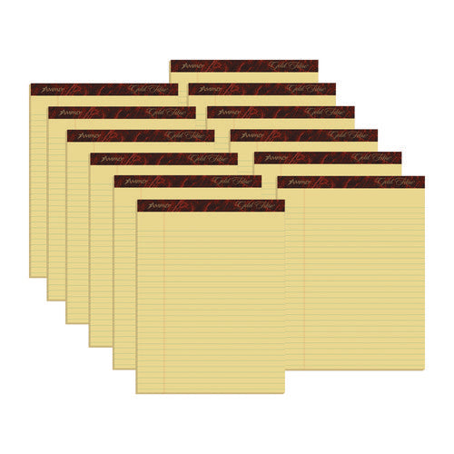 Image of Ampad® Gold Fibre Quality Writing Pads, Wide/legal Rule, 50 Canary-Yellow 8.5 X 11.75 Sheets, Dozen