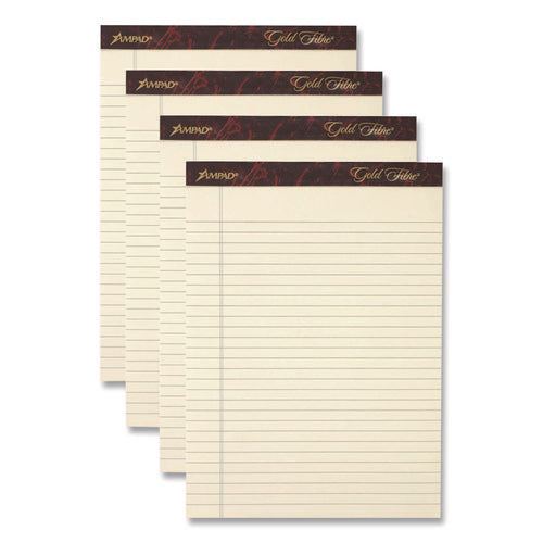 Image of Ampad® Gold Fibre Writing Pads, Narrow Rule, 50 Canary-Yellow 5 X 8 Sheets, 4/pack