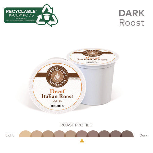 Image of Barista Prima Coffeehouse® Decaf Italian Roast Coffee K-Cups, 24/box