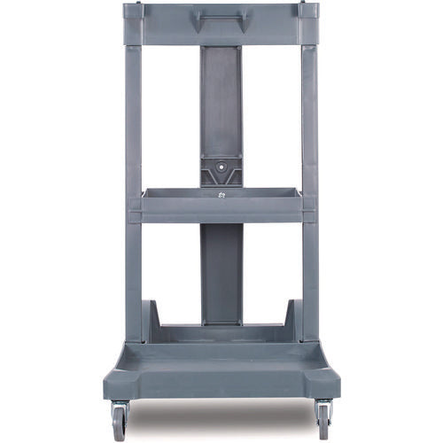 Image of Boardwalk® Janitor's Cart, Plastic, 4 Shelves, 1 Bin, 19" x 45" x 39", Gray