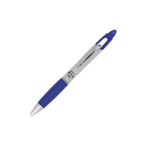 Image of Zebra® Z-Grip MAX Ballpoint Pen, Retractable, Medium 1 mm, Blue Ink, Silver/Blue Barrel, 12/Pack