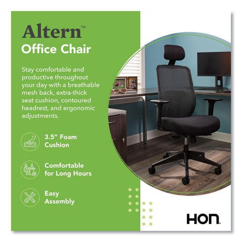 Image of HON® Altern Mesh Mid-Back Task Chair, 17.95 to 21.1 Seat Height, Black Seat, Black Back, Black Base