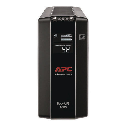 Image of APC® Back-UPS Pro Compact Tower LCD Battery Backup and Surge Protector with USB, 1,000 VA, 8 Outlets, 1,103 J