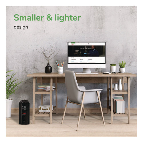 Image of APC® Back-UPS Pro Compact Tower LCD Battery Backup and Surge Protector with USB, 1,000 VA, 8 Outlets, 1,103 J