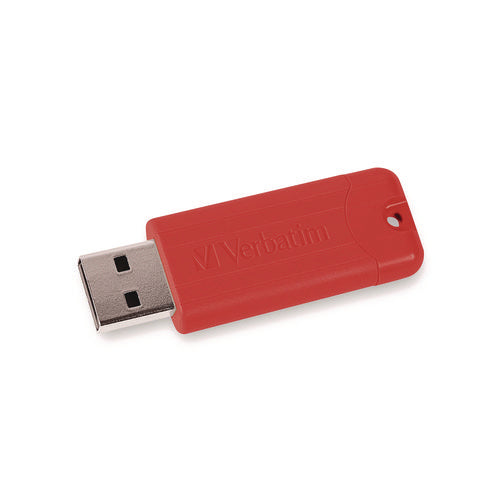 Image of Verbatim® PinStripe USB 3.2 Flash Drive, 32 GB, Blue/Red, 2/Pack