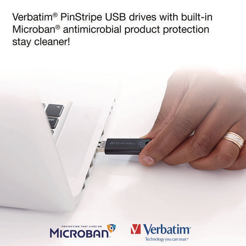 Image of Verbatim® PinStripe USB 3.2 Flash Drive, 32 GB, Black