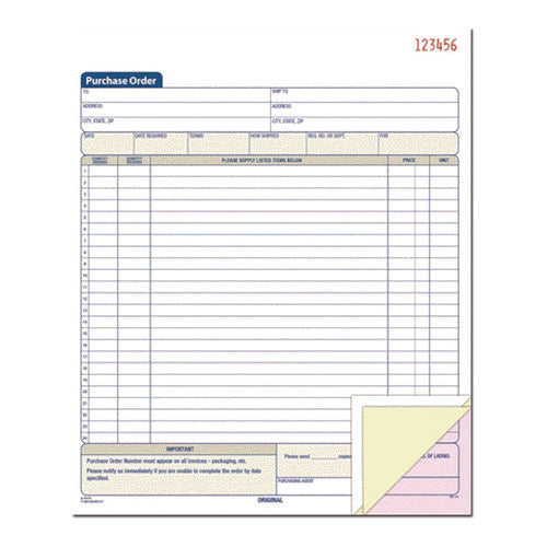 Image of Adams® Multipart Purchase Order Pad, Three-Part Carbonless, 8.38 x 10.19, 50 Forms Total