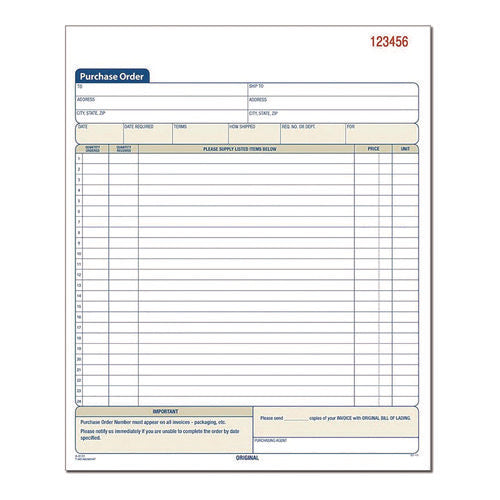 Image of Adams® Multipart Purchase Order Pad, Three-Part Carbonless, 8.38 x 10.19, 50 Forms Total
