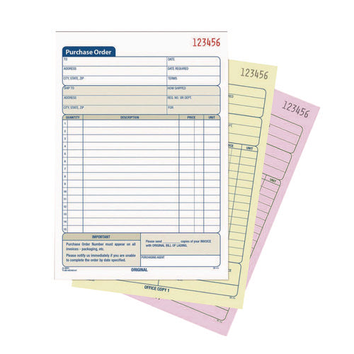Image of Adams® Multipart Purchase Order Pad, Three-Part Carbonless, 8.38 x 10.19, 50 Forms Total