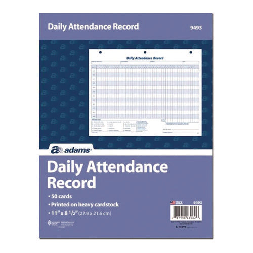 Image of Adams® Attendance Records, One Part (No Copies), 11 x 8.5, 50 Forms Total